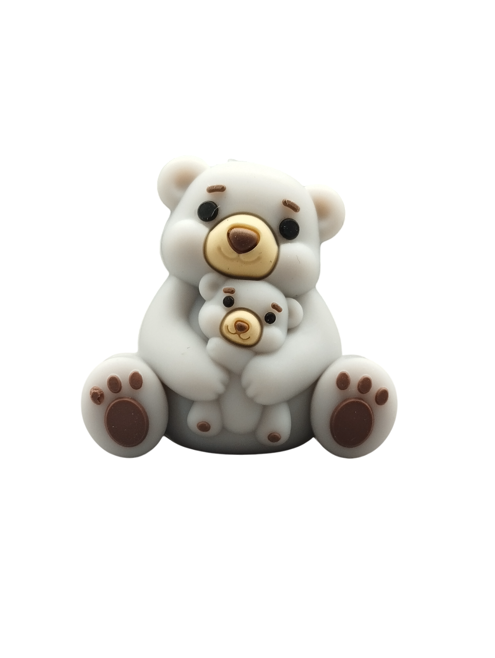 Figuurkraal Moeder en kind beer Grijs 3D
