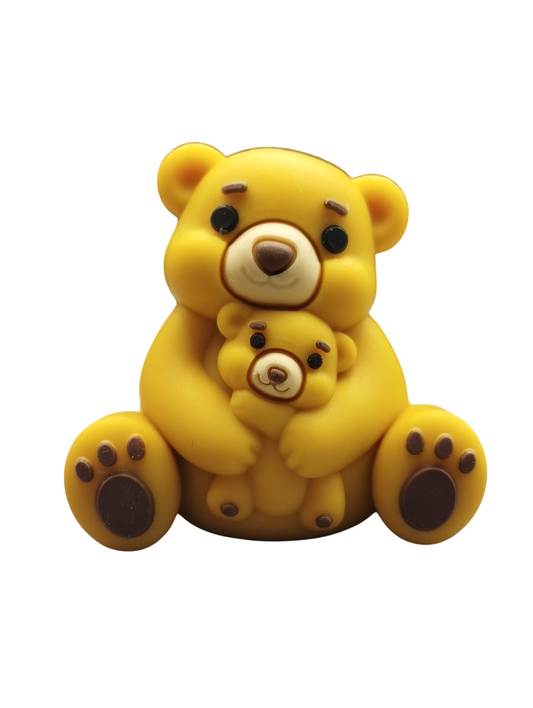 Figuurkraal Moeder en kind beer Geel 3D
