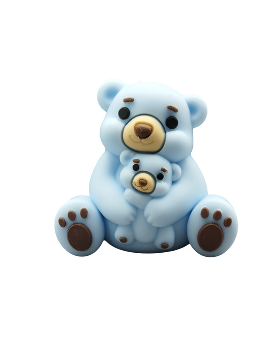 Figuurkraal Moeder en kind beer Baby Blauw 3D