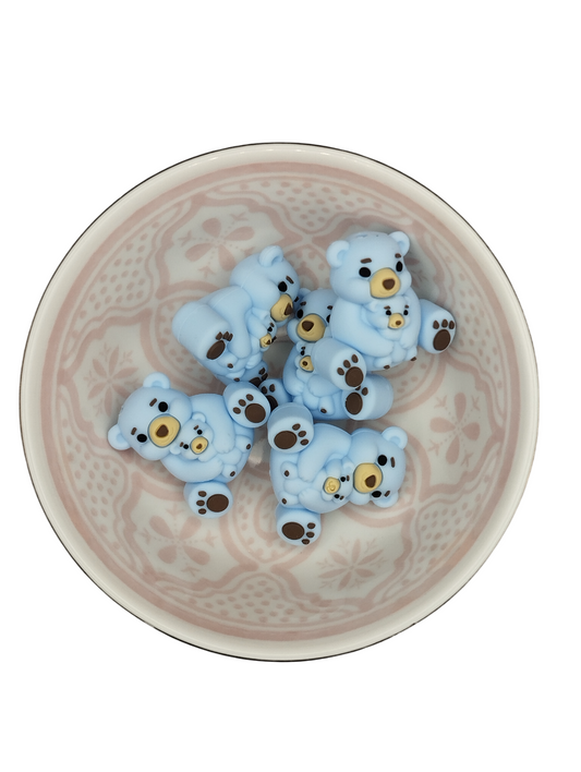 Figuurkraal Moeder en kind beer Baby Blauw 3D