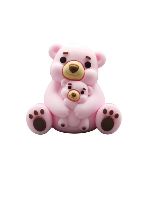 Figuurkraal Moeder en baby beer Roze 3D