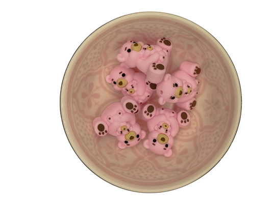 Figuurkraal Moeder en baby beer Roze 3D