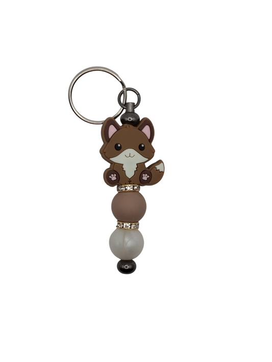 Sleutelhanger Vos bruin met Strass