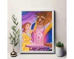 Belle en het Beest - Liefde - Roos - Spiegel - Volledig - Ronde steentjes - 30x40cm