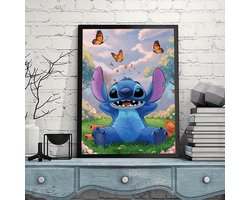 Stitch - vlinders - Genieten van het mooie weer - Volledig - Ronde steentjes - 30x40cm