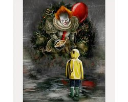 Halloween - IT - Clown - Volledig - Ronde steentjes - 30x40cm