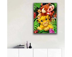 Leeuwenkoning - Timon - Pumba - Simba - Lieveheersbeestje - Jungle - Volledig - Ronde steentjes - 30x40cm
