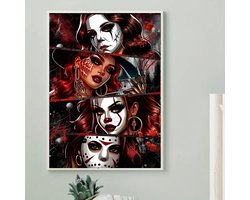 Halloween - Vrouwelijke monsters - Volledig - Ronde steentjes - 30x40cm