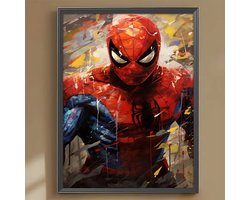 Spiderman - Held - Stoer - Verfspetters - Volledig - Ronde steentjes - 30x40cm