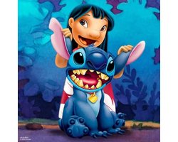 Stitch - Lilo - Volledig - Ronde steentjes - 30x30cm