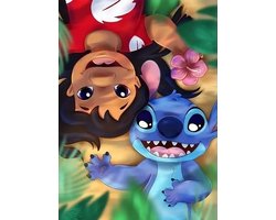 Stitch - Lilo - Liggend - Volledig - Ronde steentjes - 30x40cm
