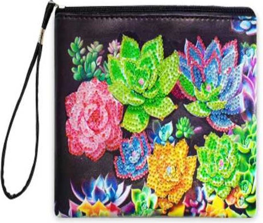 Bloemen - Clutch - Portemonnee - Make-up tas - 16x21cm - 1 groot vak