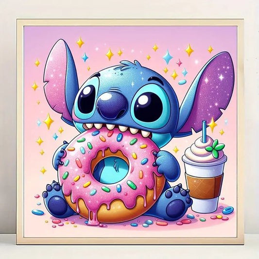 Stitch - Donut - Sprinkels - Volledig - Ronde steentjes - 30x30cm