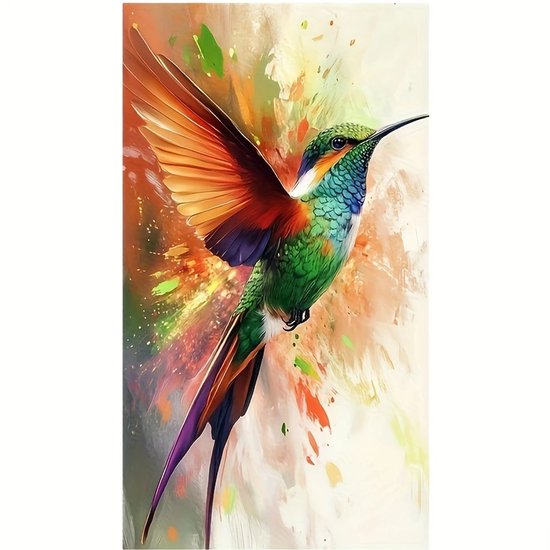 Kolibrie - Vogel - Fladderen - Volledig - Ronde steentjes - 30x40cm