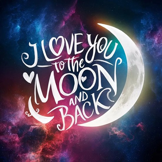 I Love You To The Moon And Back - Volledig - Ronde steentjes - 30x30cm