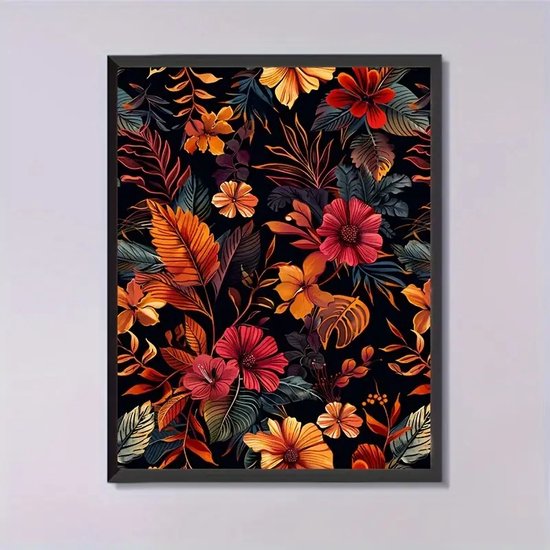 Herfst - Bladeren - Bloemen - Volledig - Ronde steentjes - 30x40cm