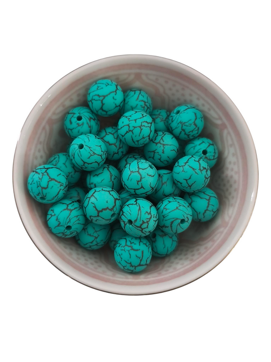 Printkraal Crackle Turquoise 15mm
