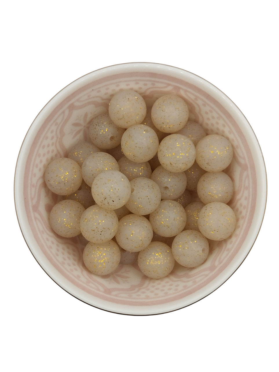 Glitterkraal Beige 15mm