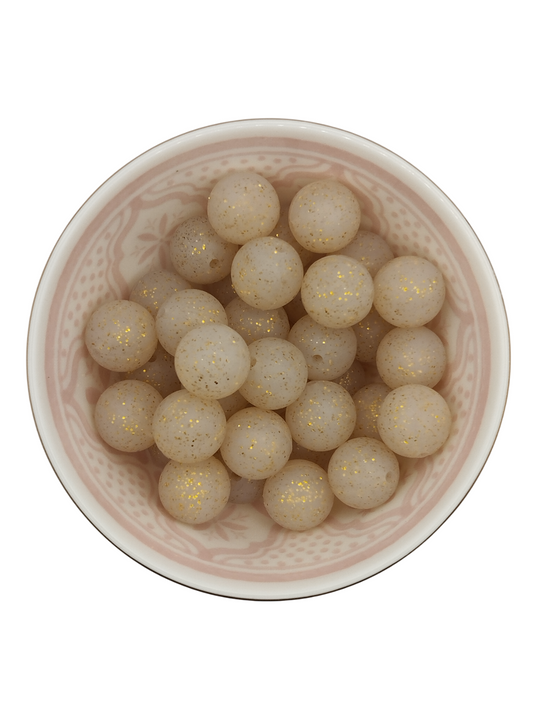 Glitterkraal Beige 15mm