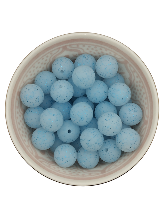 Glitterkraal Licht Blauw 15mm