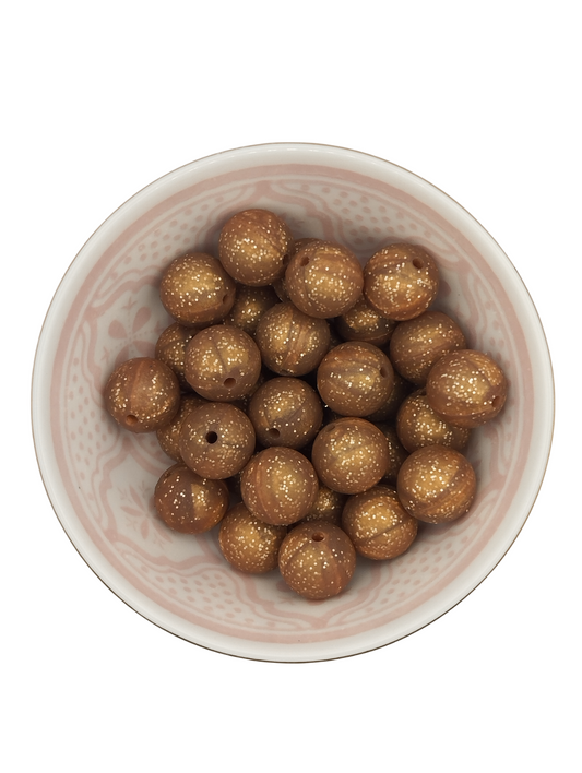 Glitterkraal Goud 15mm