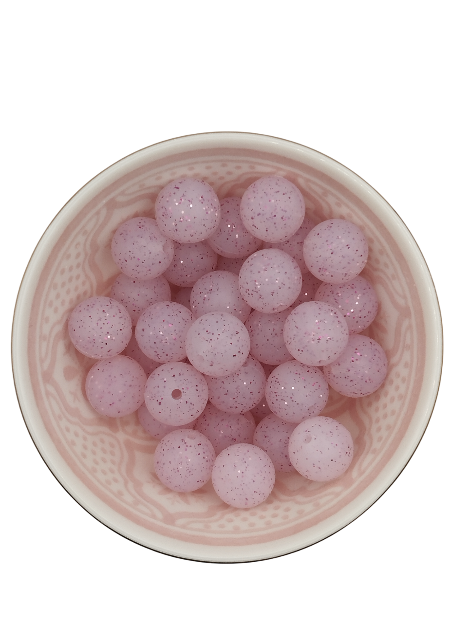 Glitterkraal Licht Roze 15mm