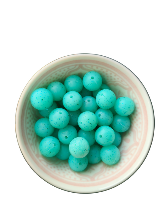 Glitterkraal Turquoise 15mm