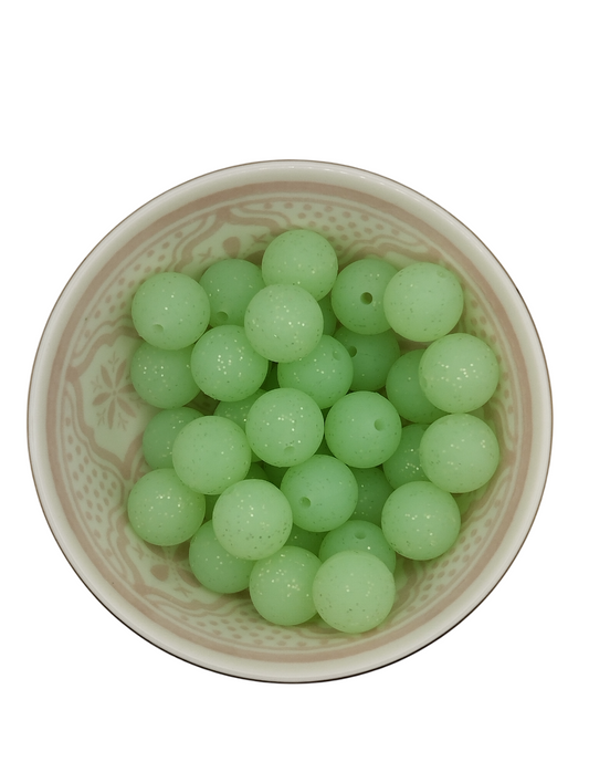 Glitterkraal Licht Groen 15mm