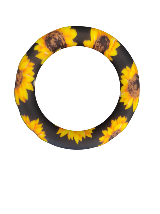 Siliconen Ring Zonnebloem Zwart