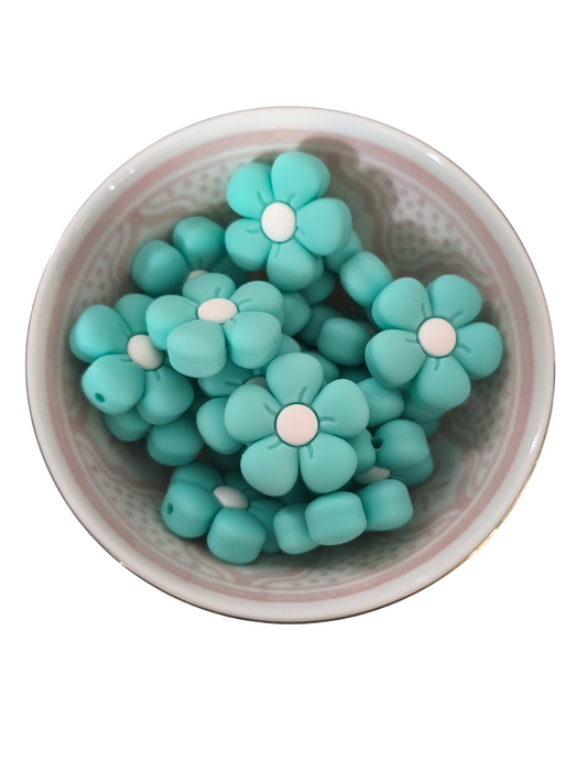 Figuurkraal Bloem Turquoise