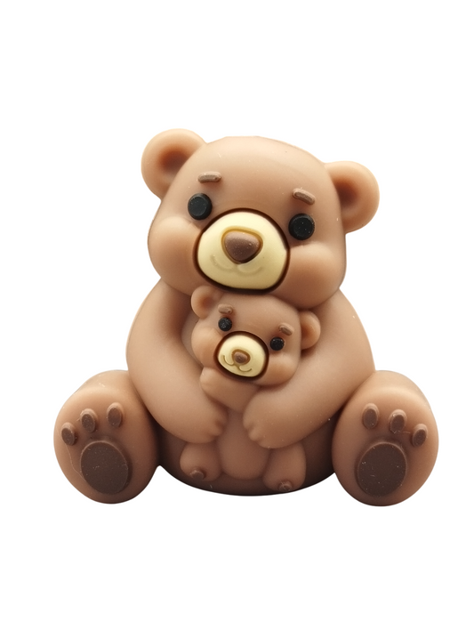 Figuurkraal Moeder en baby beer Bruin 3D