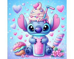 Stitch Milkshake - Ronde steentjes - 30x30cm