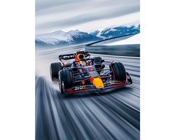 Formule 1 - F1 - Max Verstappen - Racen - Bergen - Sneeuw - Volledig - Ronde steentjes - 30x40cm