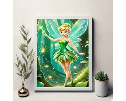 Tinkerbell - Elf - Fee - Vleugels - Bos - Volledig - Ronde steentjes -30x40cm