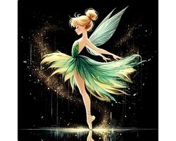 Tinkerbell - Ballerina - Glitters Sierlijk - Volledig - Ronde steentjes - 30x30cm