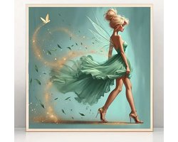 Tinkerbell - Elf - Vleugels - Volledig - Ronde steentjes - 30x30cm