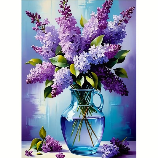 Lavendel - In Vaas - Paars - Volledig - Ronde steentjes - 30x40cm