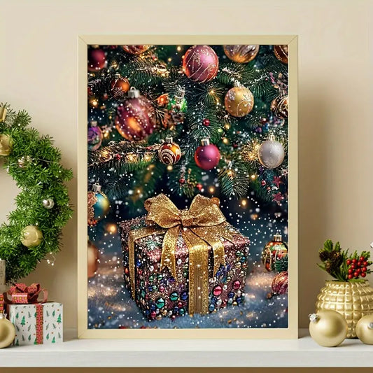 Kerst - Heel groot cadeau - Kerstballen - Volledig - Ronde steentjes - 30x40cm