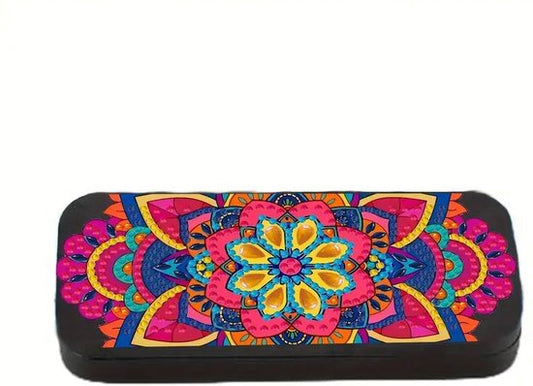 Brillenkoker - Bloemen - Mandala - LET OP; niet volledig - Ronde steentjes - 16x6.5x3cm