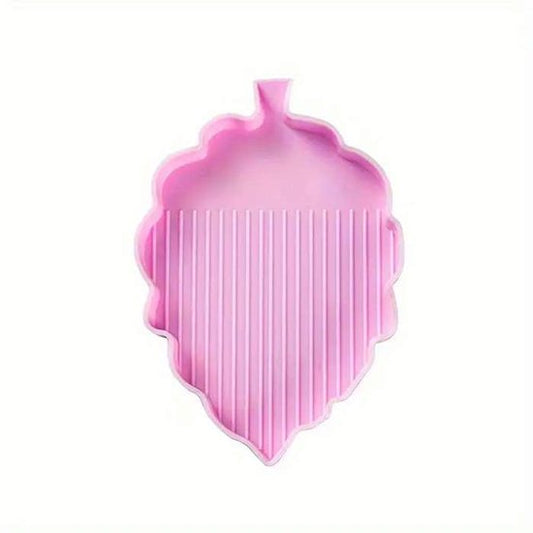 Schudbakje - Blad vorm - Roze - Ronde en Vierkanten steentjes - 11.5x8cm