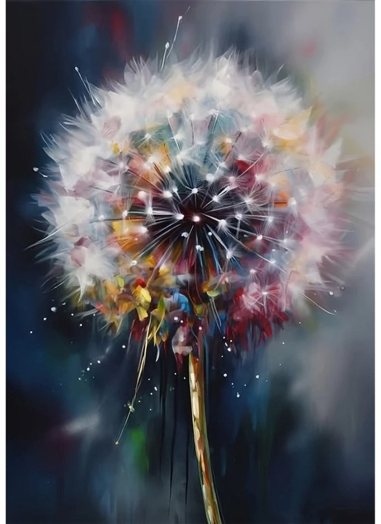 Paardenbloem - Pluisbloem - Blazen - Volledig - Ronde steentjes - 30x40cm