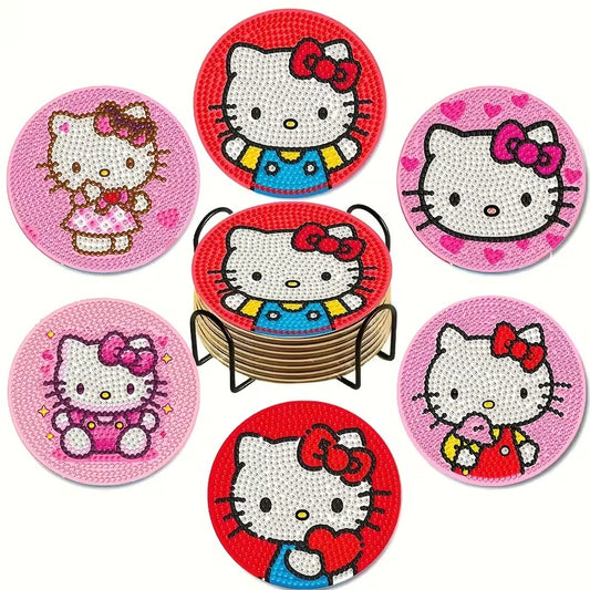 Onderzetter Hello Kitty 6 stuks met houder