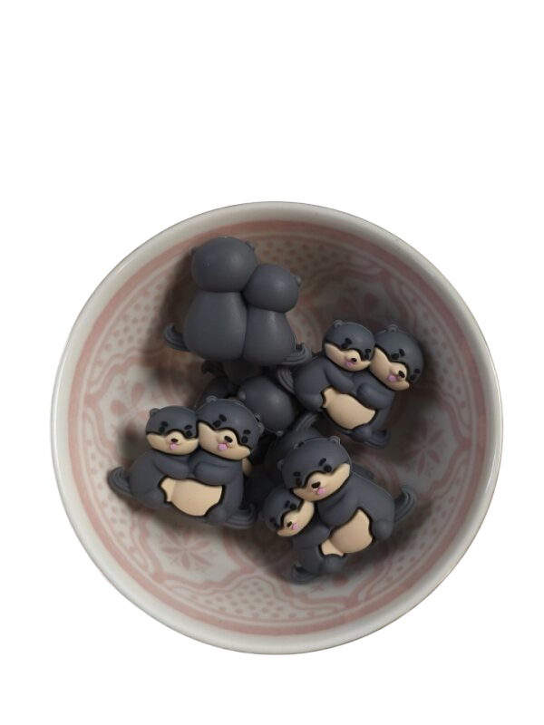 Figuurkraal Otter met Baby Grijs 3D